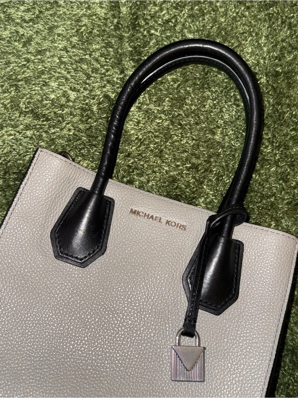 Michael Kors Pebbled Satchel in Light Taupe